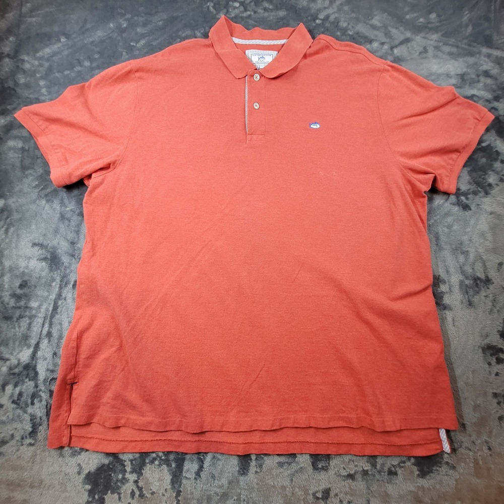 Southern Tide Skipjack Polo Shirt Mens XXL Coral Orange Short Sleeve Pique Knit